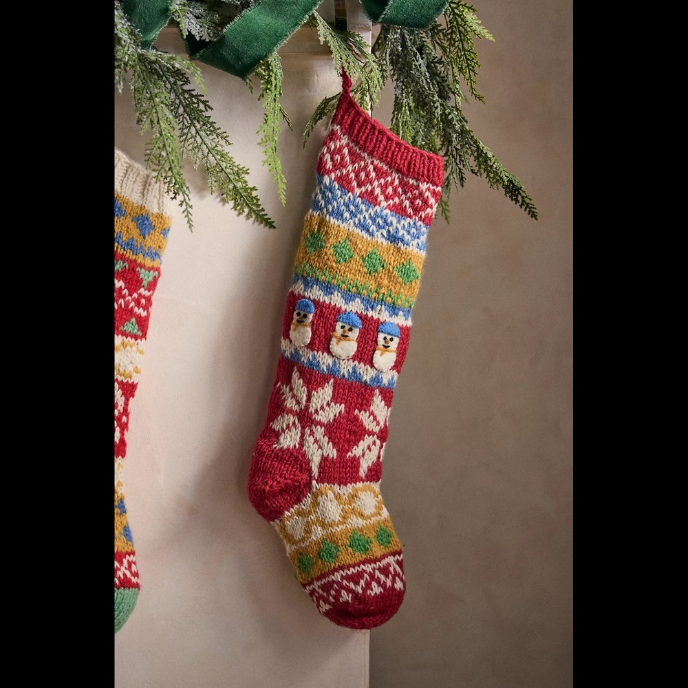 Anthropologie Nordic Knit Christmas Stocking